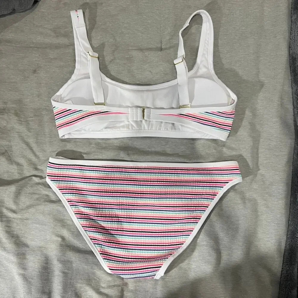 Hula Honey Women's‎ Striped Bikini Set Multicolor Size Large - Picture 2 of 6